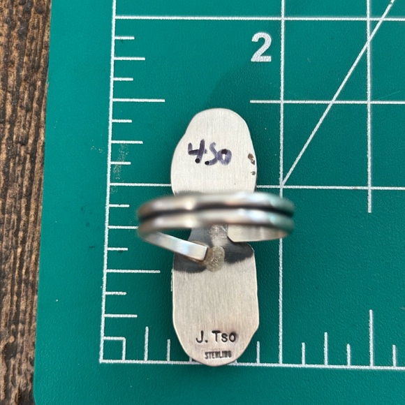 Rare Dry Creek Turquoise Native Sterling Silver Ring,Signed J.TSO - Picture 4 of 5
